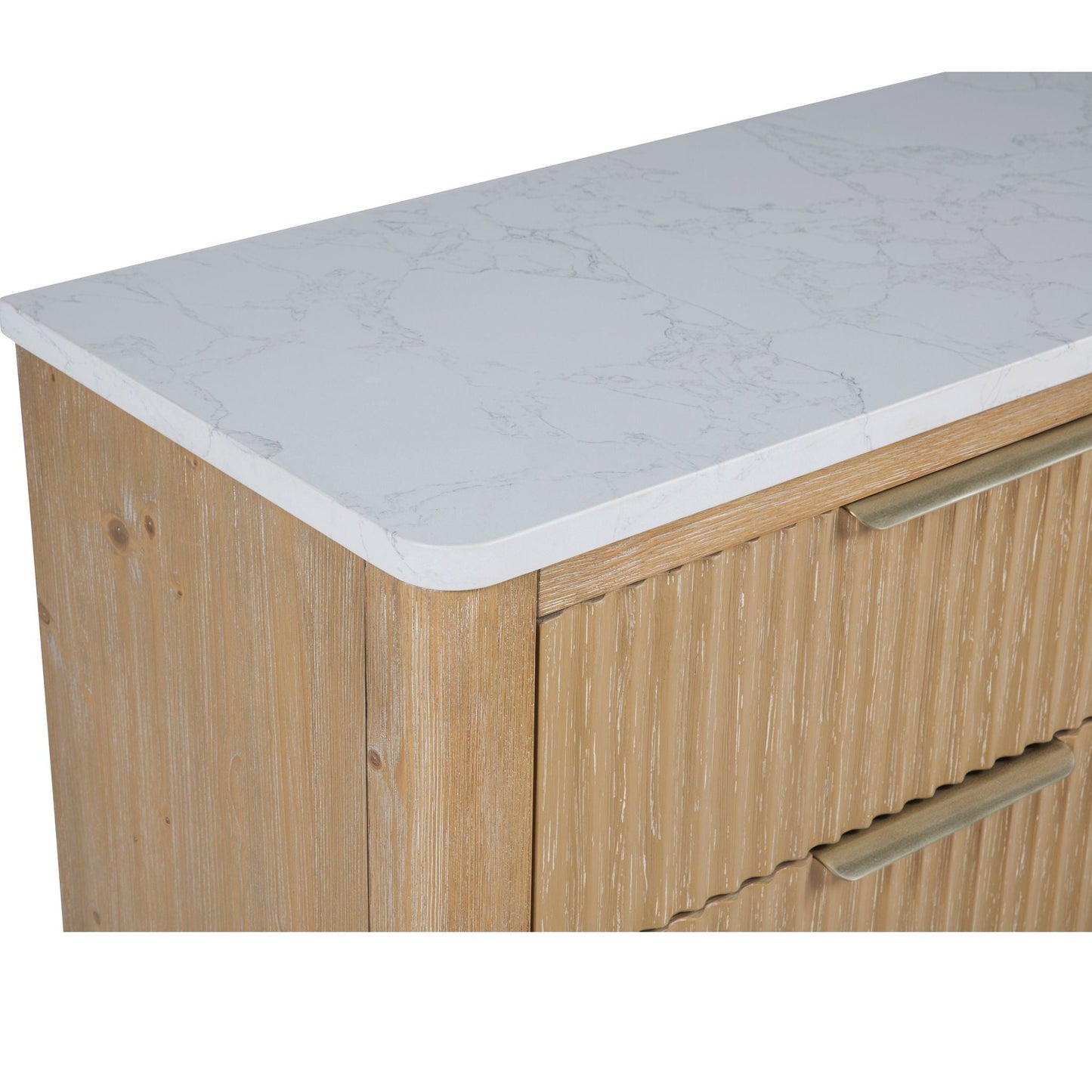 6 Drawers Dresser with Natural Wood and Stone Top