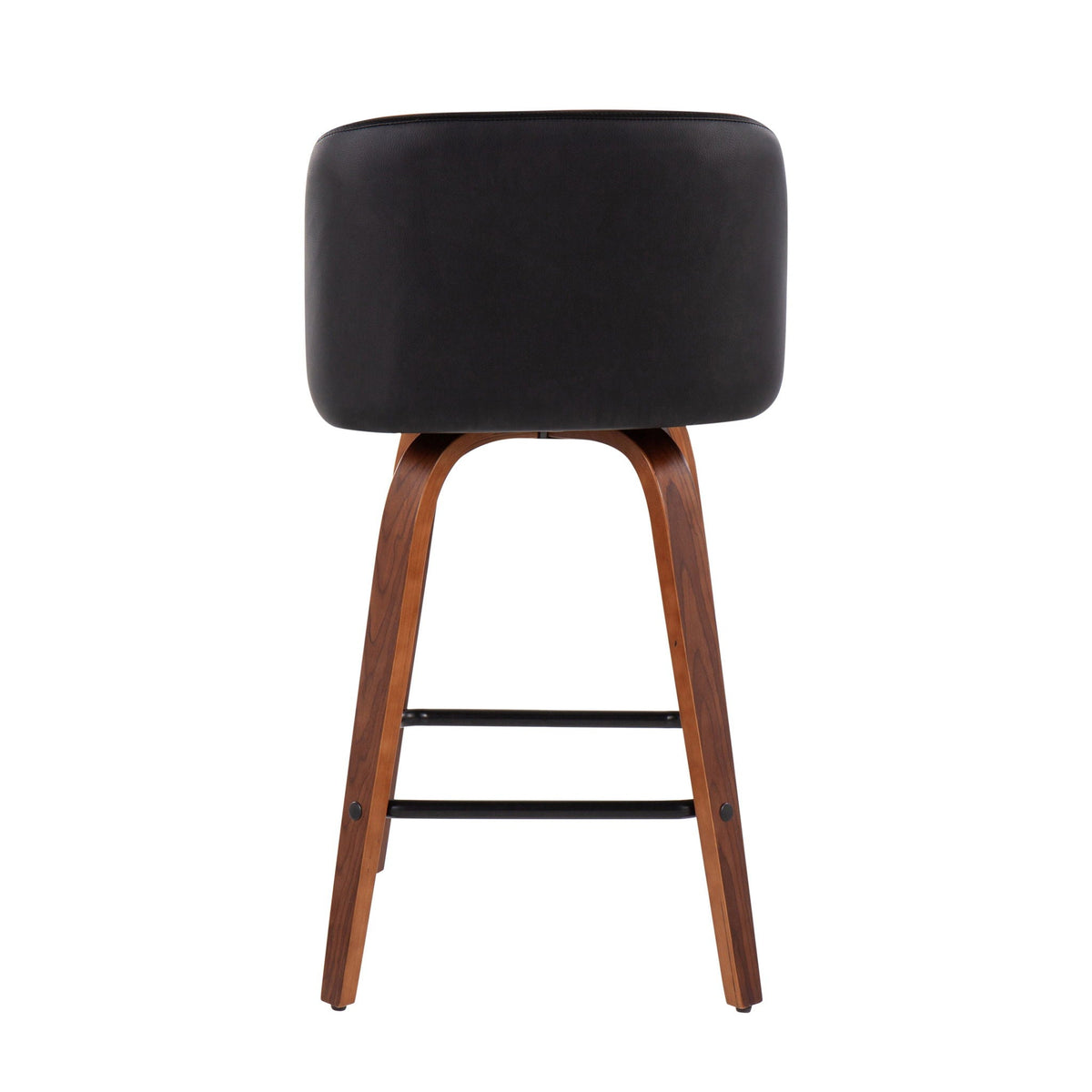 Toriano mid-century counter stool set of 2, black cushioned seat, curved wood legs, footrest on Tampa Home & Garden Store