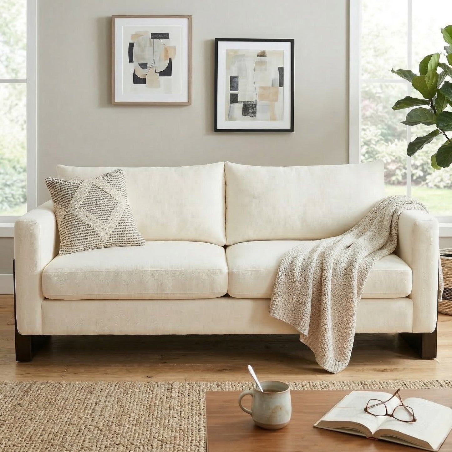 Modern 3 Seater Sofa and Chenille Upholstery