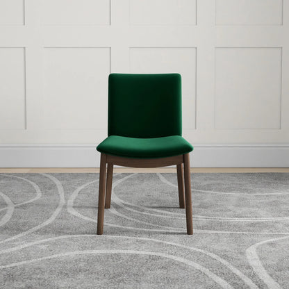 Mid-Century Modern solid wood dining chair set in green fabric upholstery HouseOfZazla on Tampa Home & Garden Store