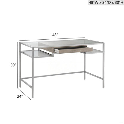 Adela Writing Desk in Antique Silver Finish