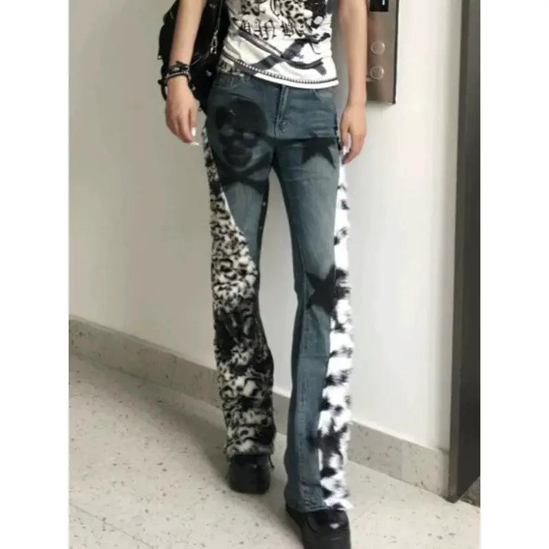 Retro washed skull leopard print skinny jeans by FLIPSTYLEZLLC with leopard side panels on Tampa Home & Garden Store