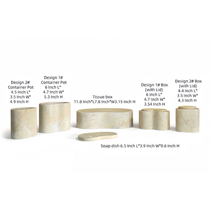 Elegant natural marble bathroom accessories set by HouseOfZazla; containers with lids on Tampa Home & Garden Store