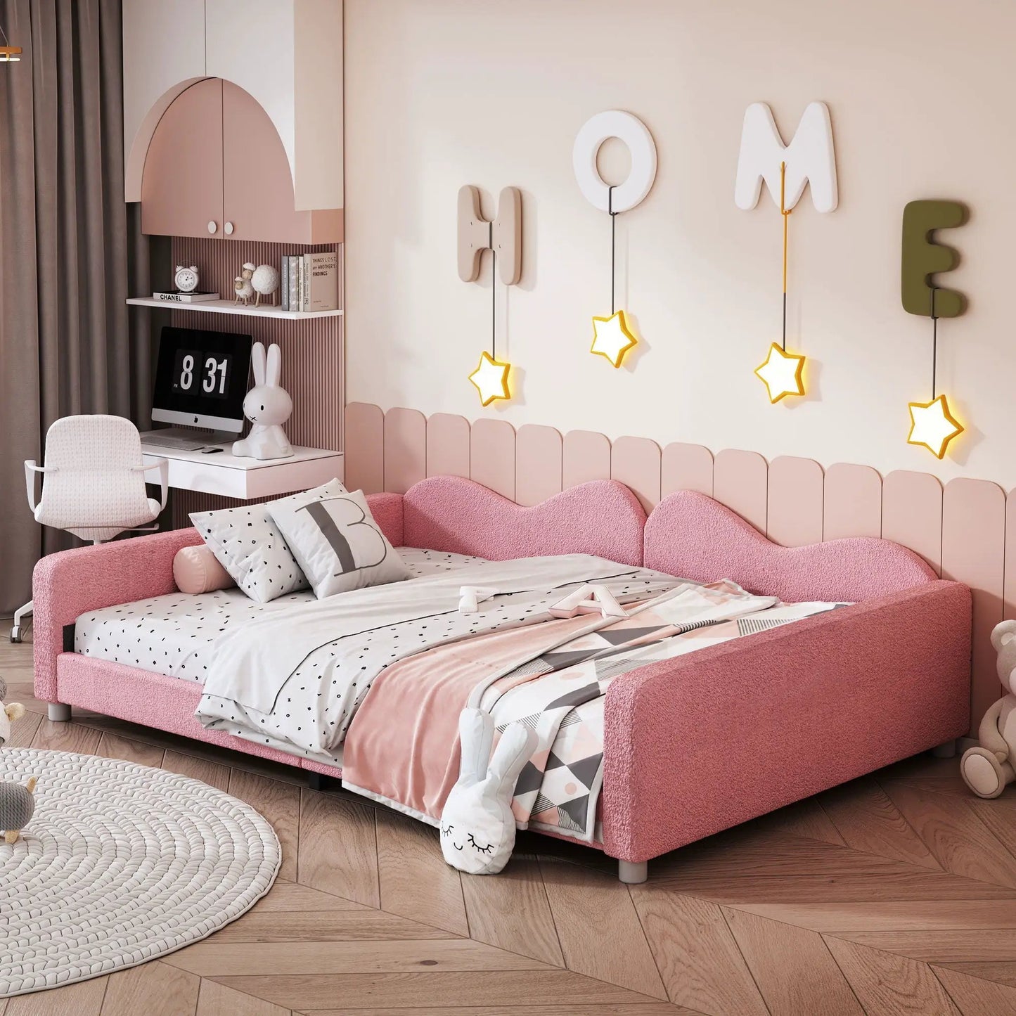 Upholstered Daybed With Sherpa Fabric Sofabed