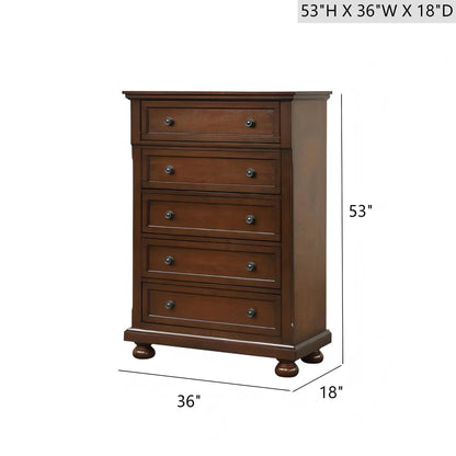 Meade Chest accent chest by Unique Piece Furniture in brown wood with metal knob pulls and bun feet on Tampa Home & Garden Store
