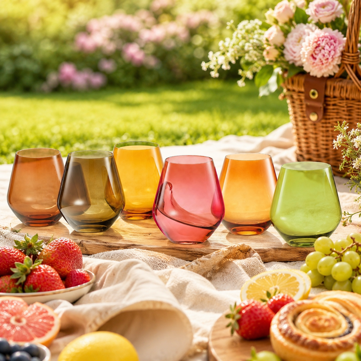 Fortuna Set Of Six Clear Stemless Wine Glasses