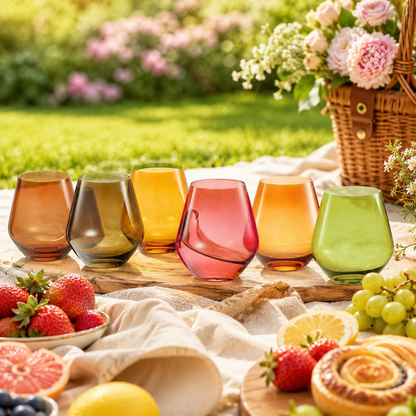 Fortuna Set Of Six Clear Stemless Wine Glasses
