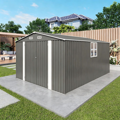 Outdoor Metal Storage Shed With Lockable Doors