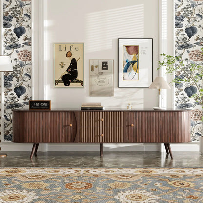 70in TV Stand with tambour doors and fluted drawers dark brown by Unique Piece Furniture on Tampa Home & Garden Store