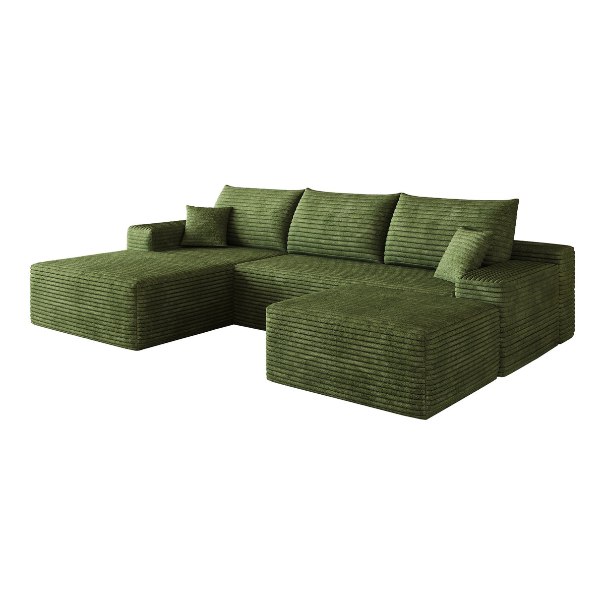 Cloud Corduroy Sectional Sofa and Ottoman