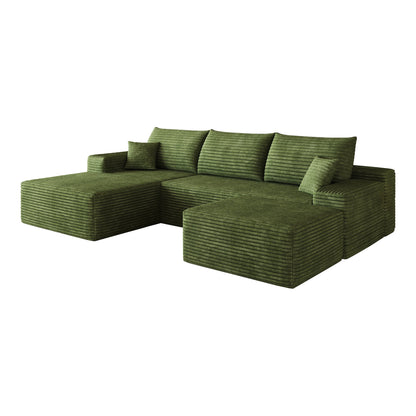 Cloud Corduroy Sectional Sofa and Ottoman