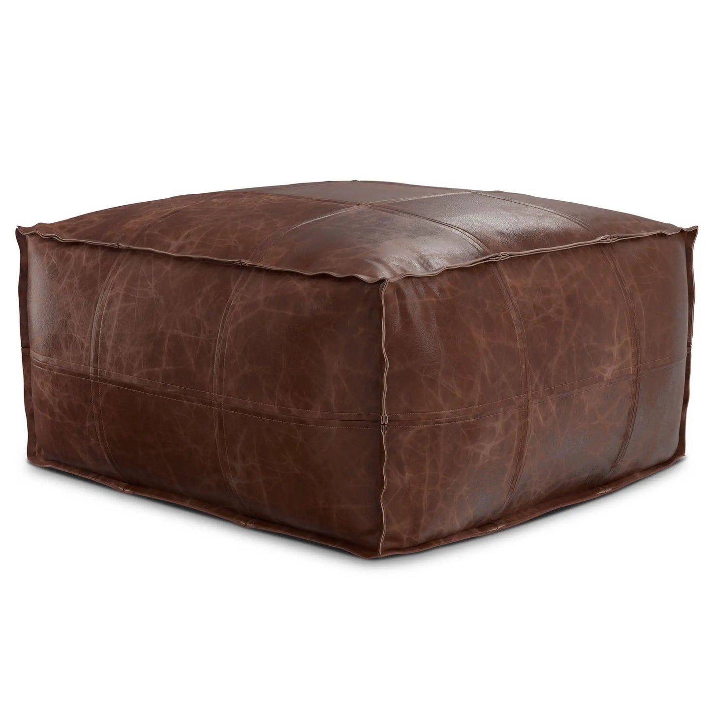 Sheffield Handcrafted Square Buffalo Leather Pouf