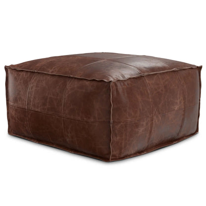 Sheffield Handcrafted Square Buffalo Leather Pouf