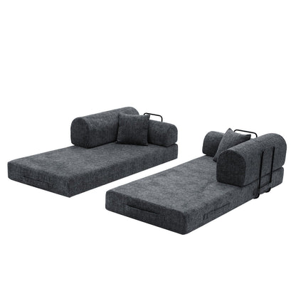 Modern Two Tone Fabric Sofa and Convertible Bed