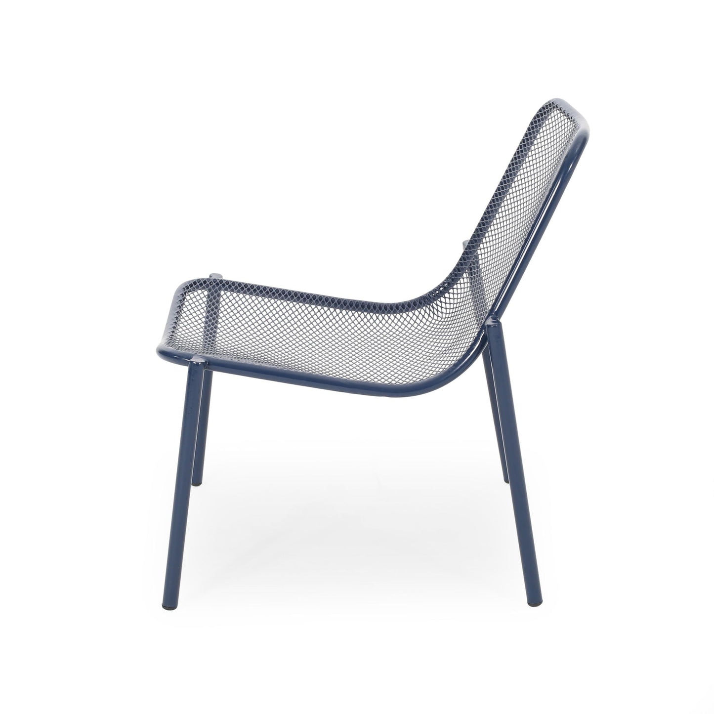 Kincaid Stackable Iron Chair navy blue outdoor armless chair with mesh seat on Tampa Home & Garden Store