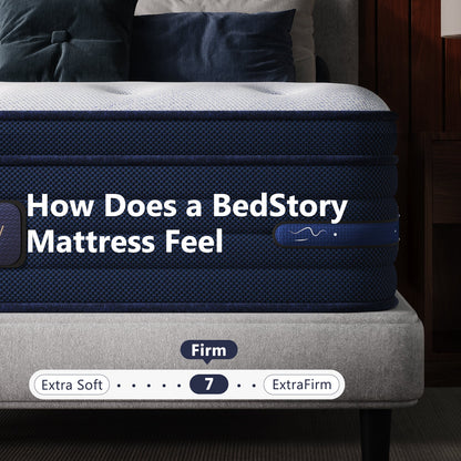 Bedstory Spine Align Pro 13 Twin Firm Cooling Hybrid Mattress blue knit cover HouseOfZazla on Tampa Home & Garden Store