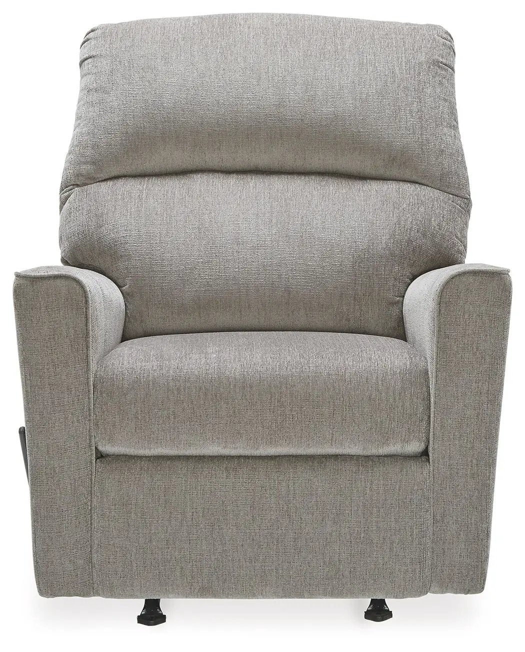 Altari Rocker Recliner gray fabric upholstery with plush back and padded arms on Tampa Home & Garden Store