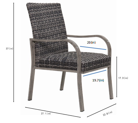 2 Piece Outdoor Dining Chair and Cotton Seat