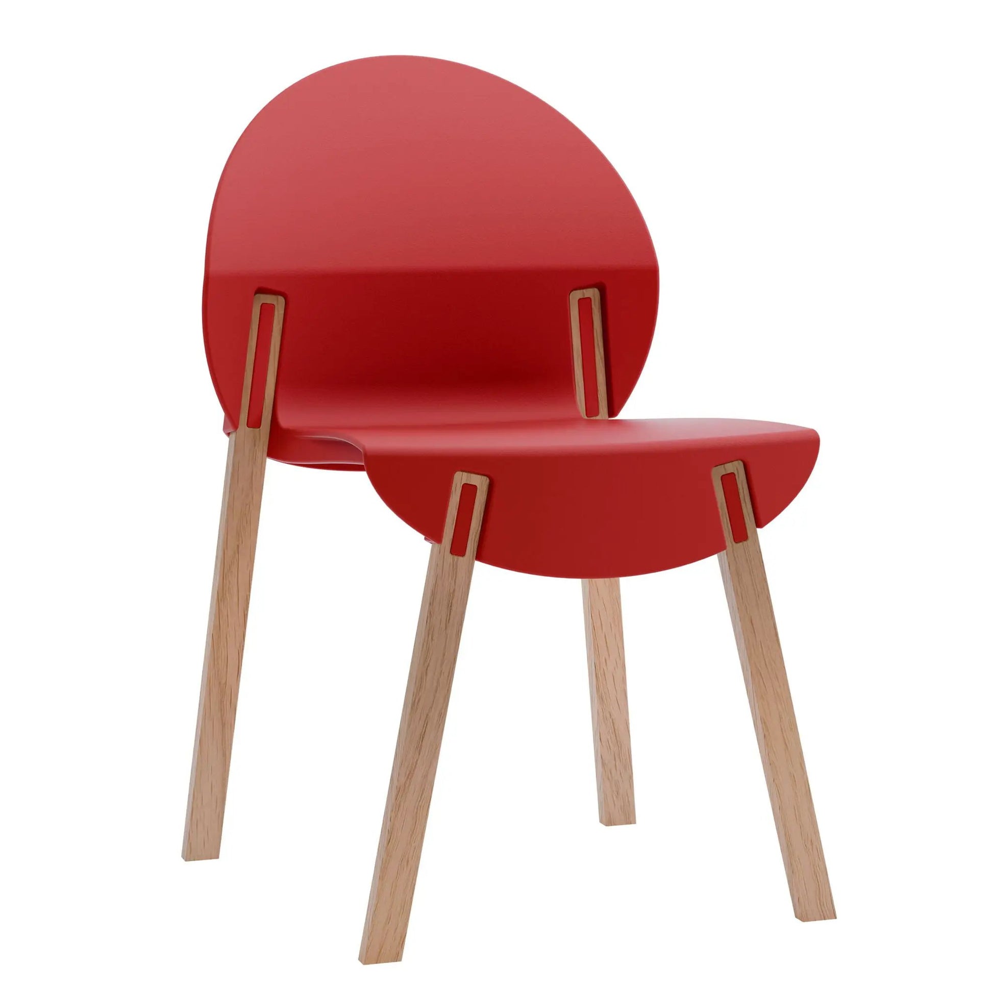 Two red folding outdoor chairs with light wooden legs on Tampa Home & Garden Store