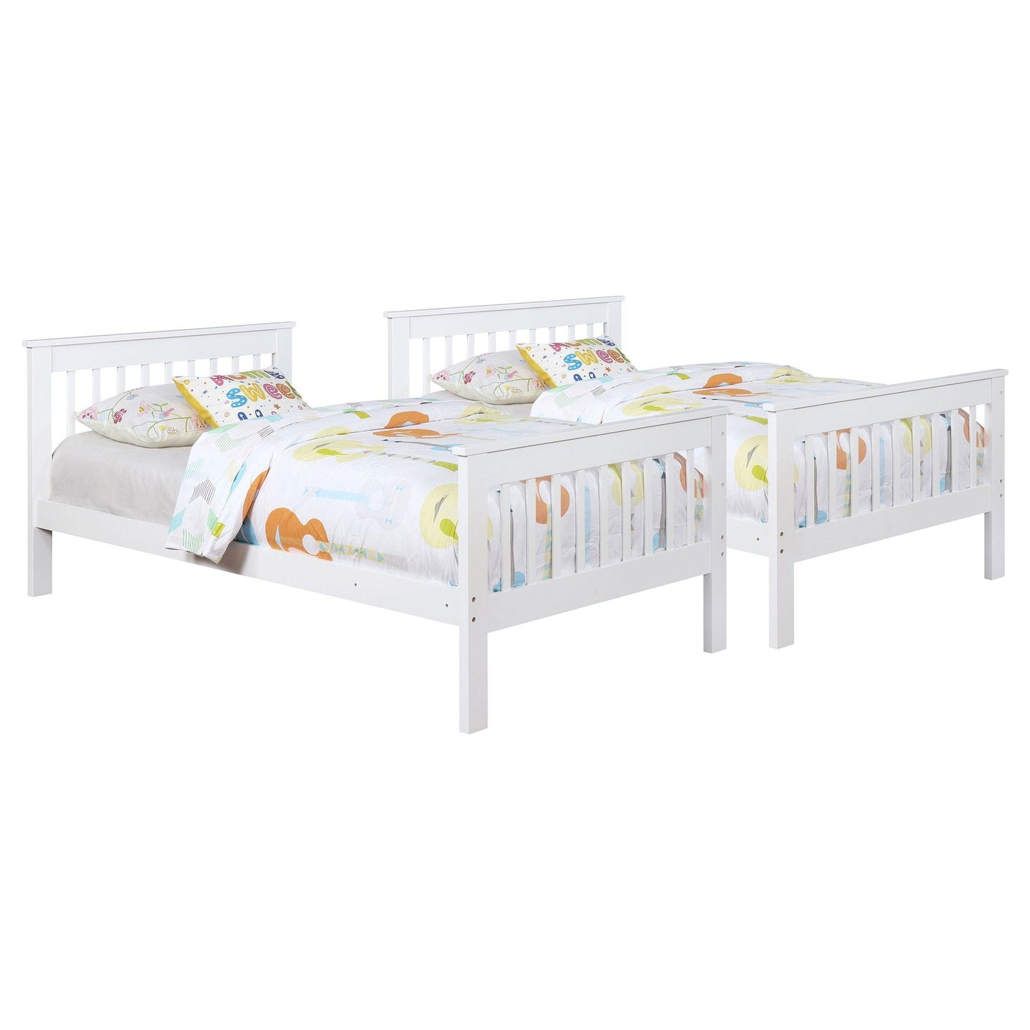 Madison Twin Over Twin Bunk Bed White with slatted design HouseOfZazla on Tampa Home & Garden Store