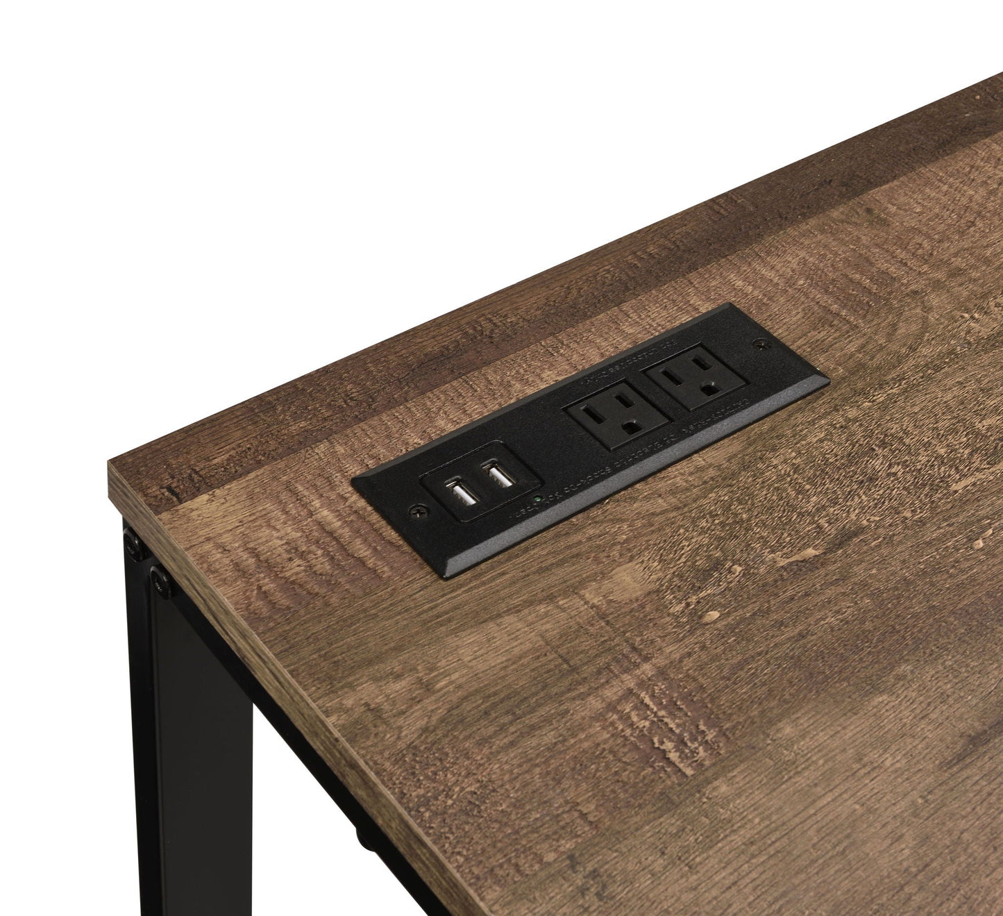 Tyrese Writing Desk with USB brown wood finish built-in USB ports by HouseOfZazla on Tampa Home & Garden Store