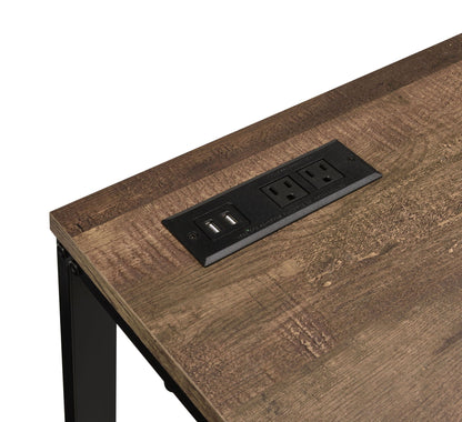 Tyrese Writing Desk with USB brown wood finish built-in USB ports by HouseOfZazla on Tampa Home & Garden Store