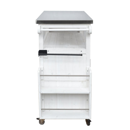 Foldable outdoor kitchen island cart with storage by HouseOfZazla, stainless top on Tampa Home & Garden Store