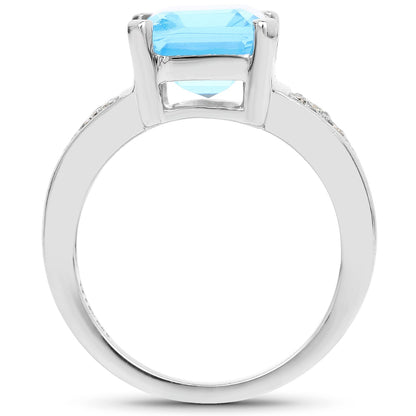 Sterling silver ring with 5.75ct Swiss blue topaz and white topaz accents on Tampa Home & Garden Store