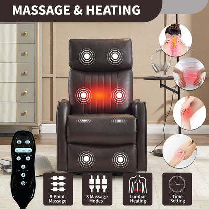 Brown faux leather heat massage manual recliner chair with 8-point massage by HouseOfZazla on Tampa Home & Garden Store