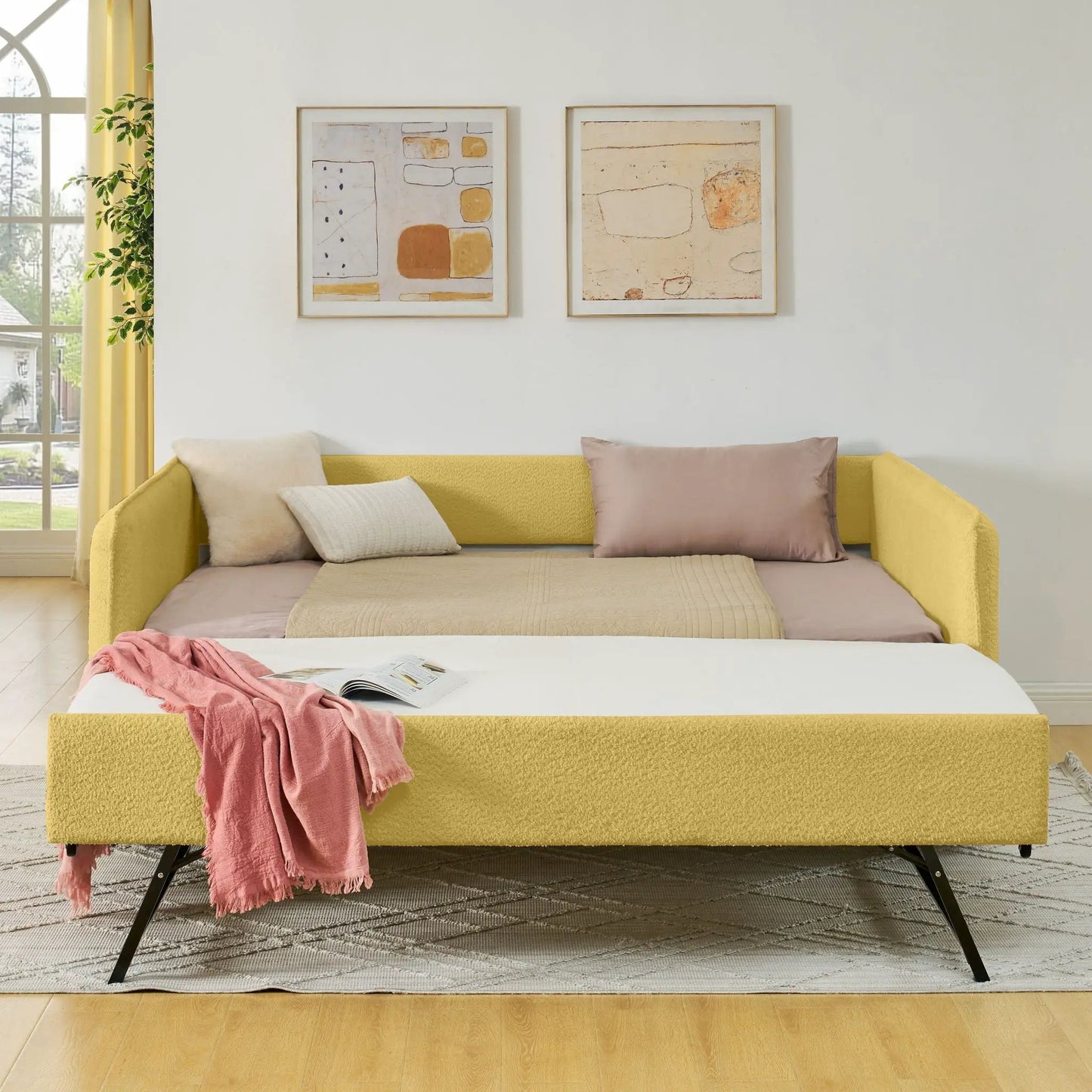 Upholstered Daybed With Pop Up Trundle For Guests
