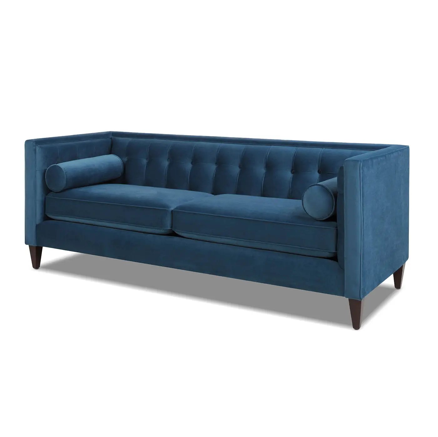 Jack Modern Tuxedo Tufted Sofa, blue velvet stationary sofa by Unique Piece Furniture on Tampa Home & Garden Store