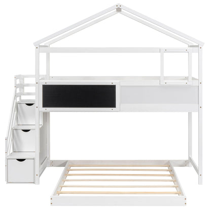 House Style Bunk Bed with Storage Staircase, white finish by HouseOfZazla on Tampa Home & Garden Store