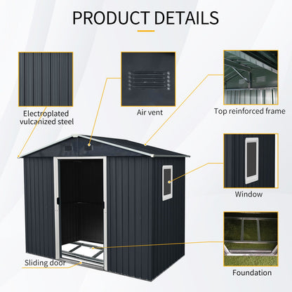 8 Ft Metal Shed With a Window and Sliding Doors