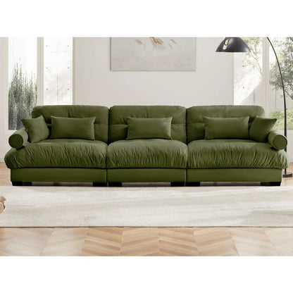 Modern Sofa with bolstered arms and pillows, olive green upholstery Unique Piece Furniture on Tampa Home & Garden Store