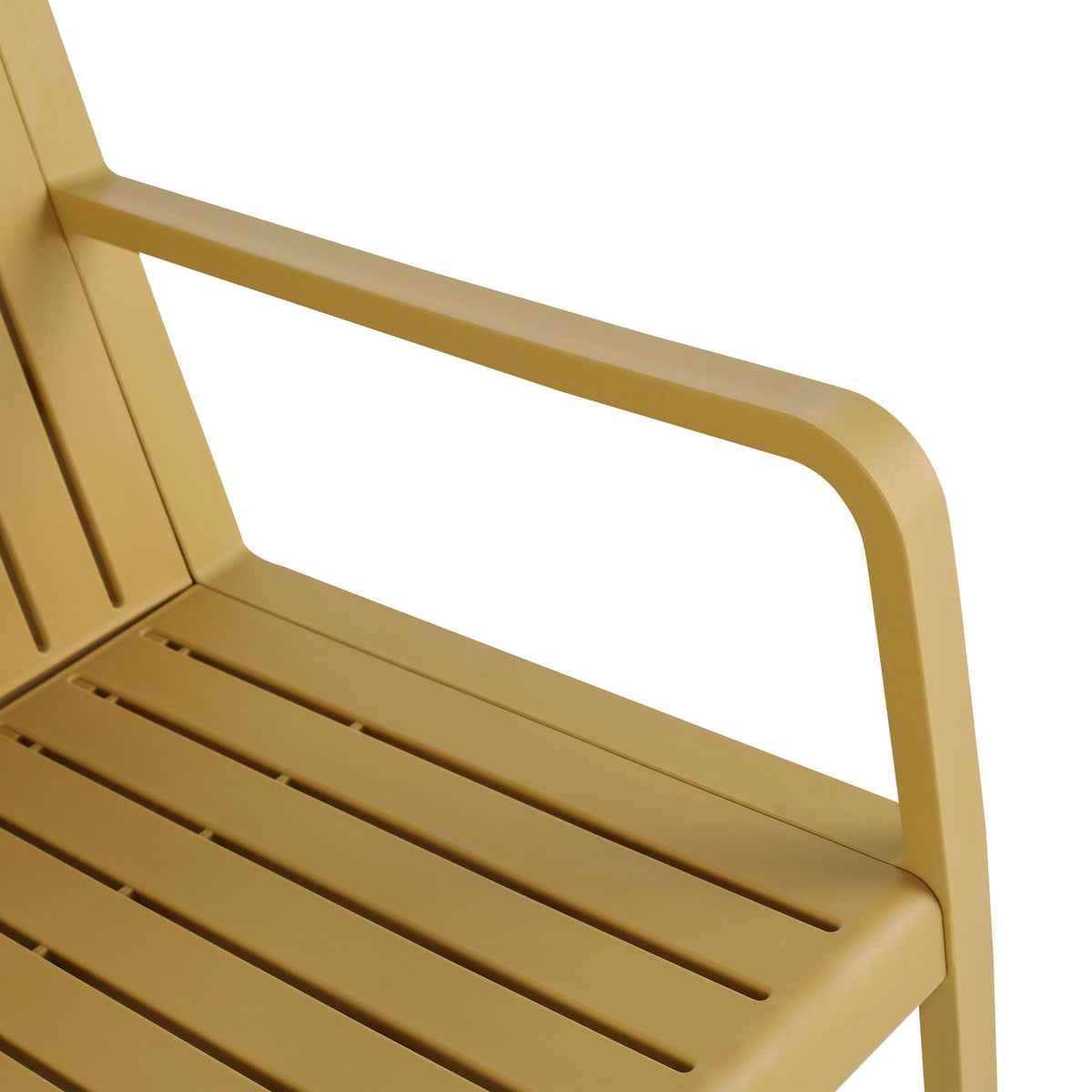 Orange HouseOfZazla 2-Piece Outdoor Patio Set chair arm close-up with slatted seat on Tampa Home & Garden Store