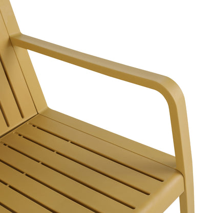 Orange HouseOfZazla 2-Piece Outdoor Patio Set chair arm close-up with slatted seat on Tampa Home & Garden Store