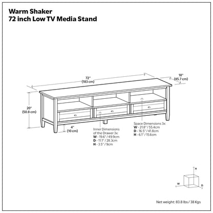 Shaker TV Stand and Solid Wood Media Console, 72-inch TV stand with open shelves by HouseOfZazla on Tampa Home & Garden Store