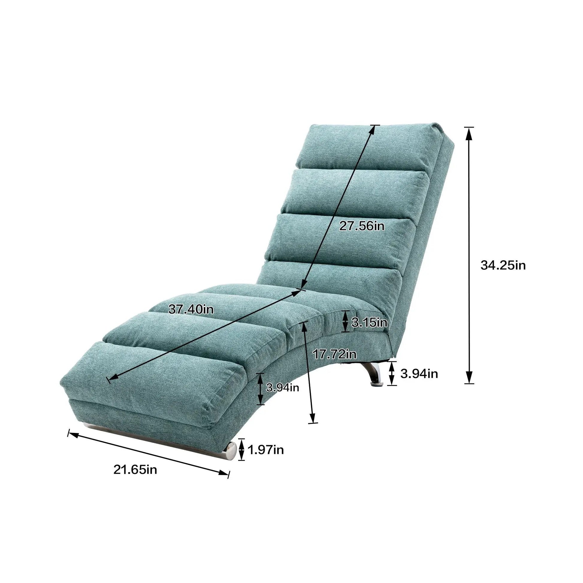 Teal massage chaise lounge with ergonomic remote recline for indoor use on Tampa Home & Garden Store