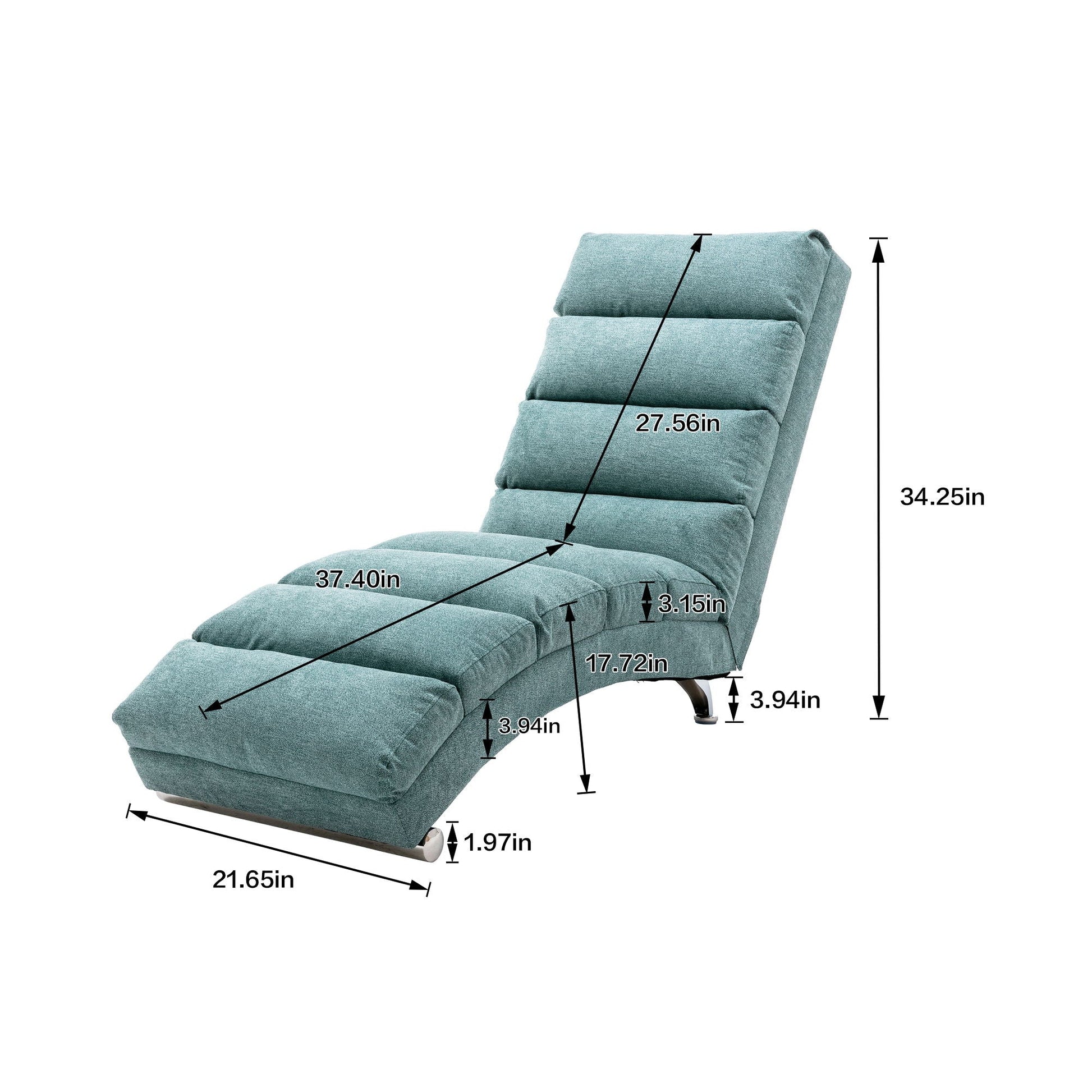 Massage chaise lounge indoor with remote in teal fabric, adjustable headrest on Tampa Home & Garden Store