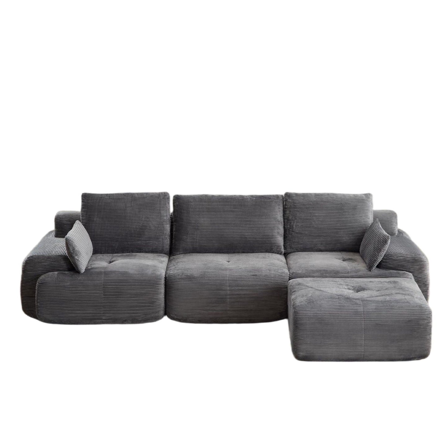 Gray corduroy 2-piece sectional sofa with chaise, HouseOfZazla living room set on Tampa Home & Garden Store