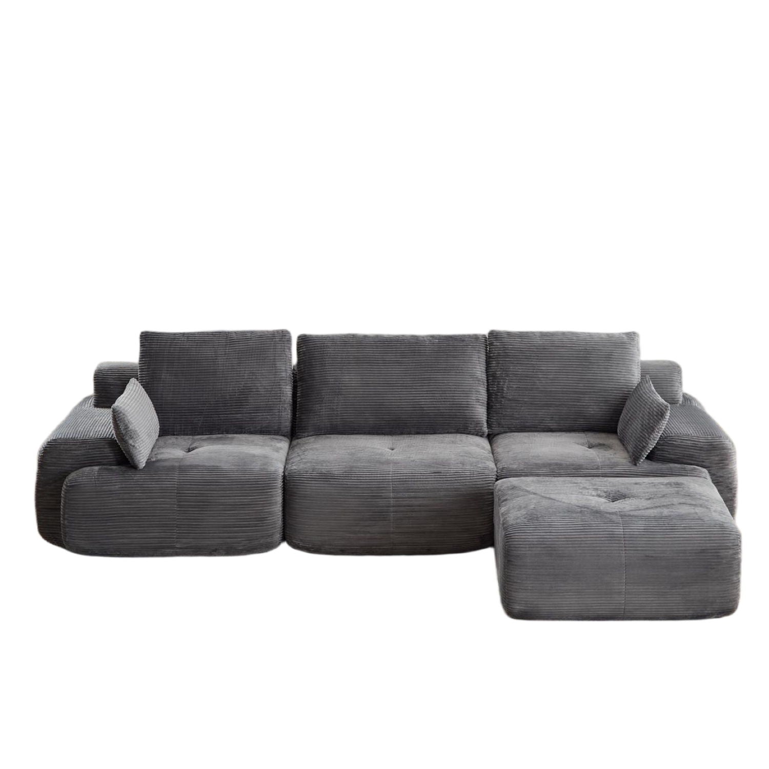 Gray corduroy 2-piece sectional sofa with chaise, HouseOfZazla living room set on Tampa Home & Garden Store
