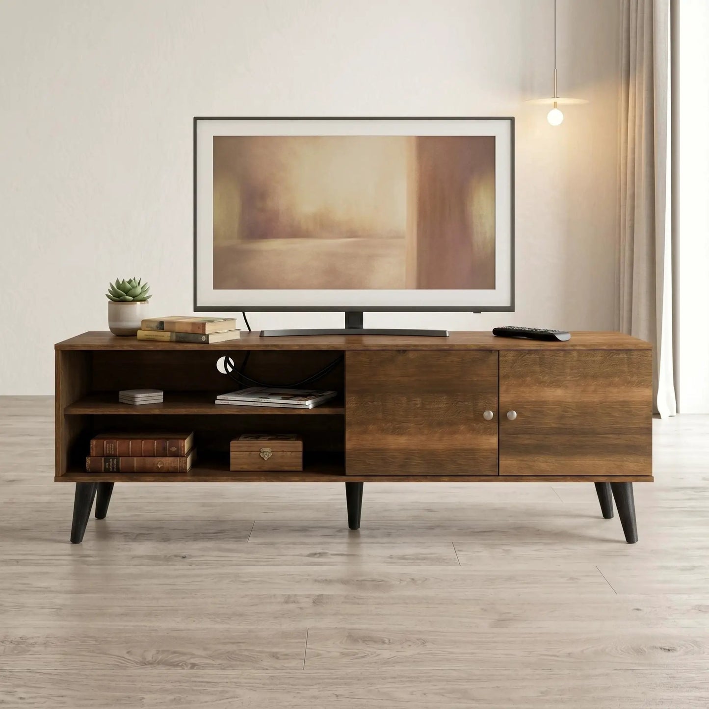 Amidon TV Stand With Storage Shelves and Cabinet