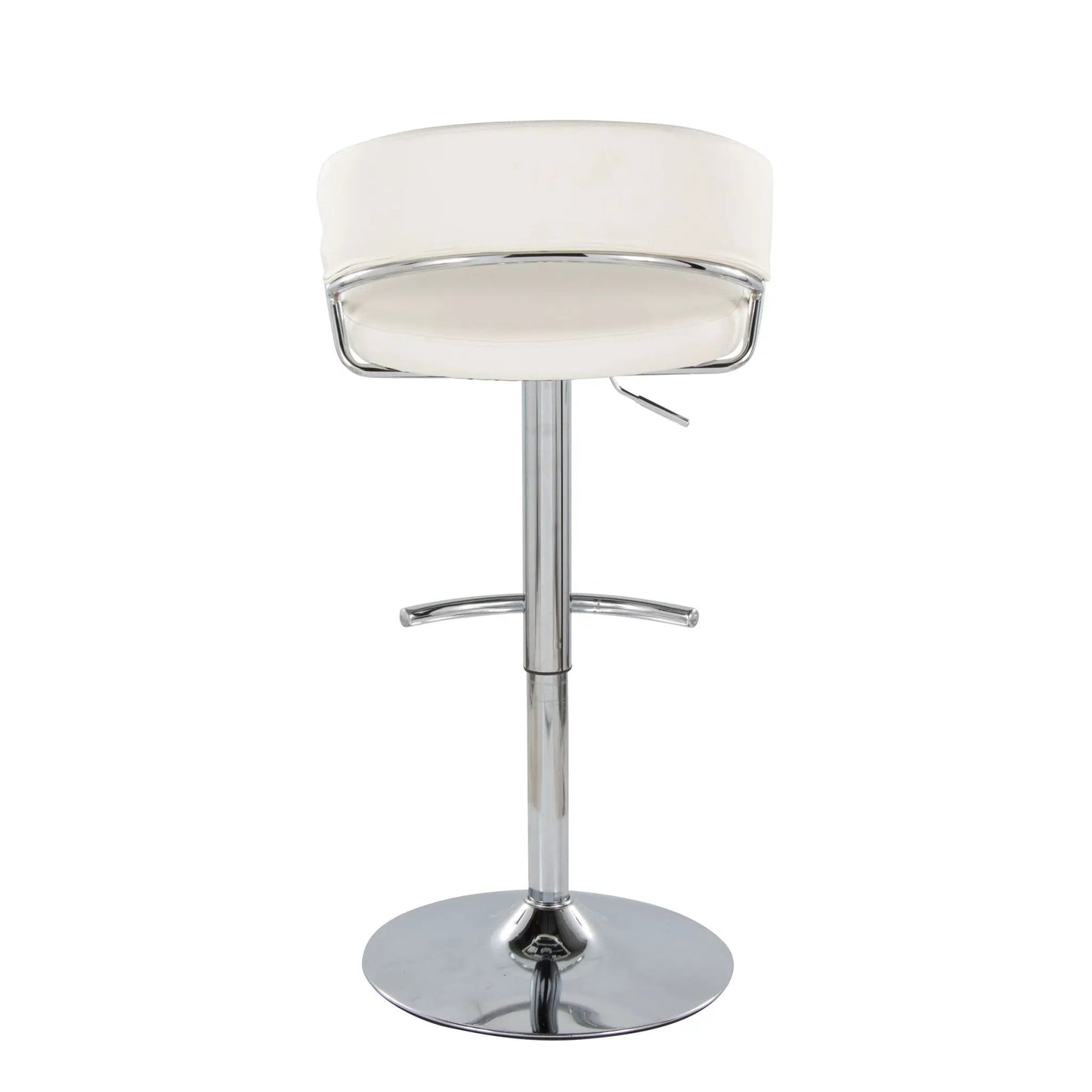 Jie Contemporary Adjustable Barstool Set of 2 with swivel, white upholstery, chrome base on Tampa Home & Garden Store
