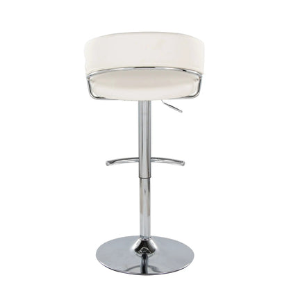 Jie Contemporary Adjustable Barstool Set of 2 with swivel, white upholstery, chrome base on Tampa Home & Garden Store