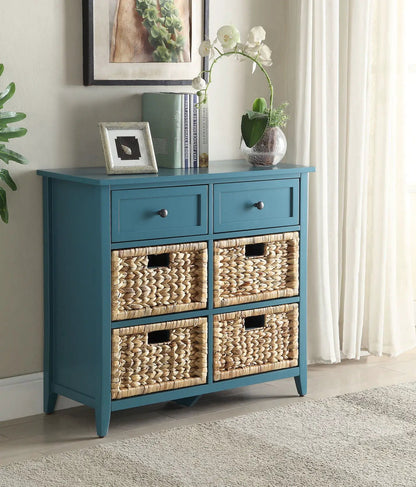 Flavius console cabinet teal with two drawers and four baskets by Unique Piece Furniture on Tampa Home & Garden Store