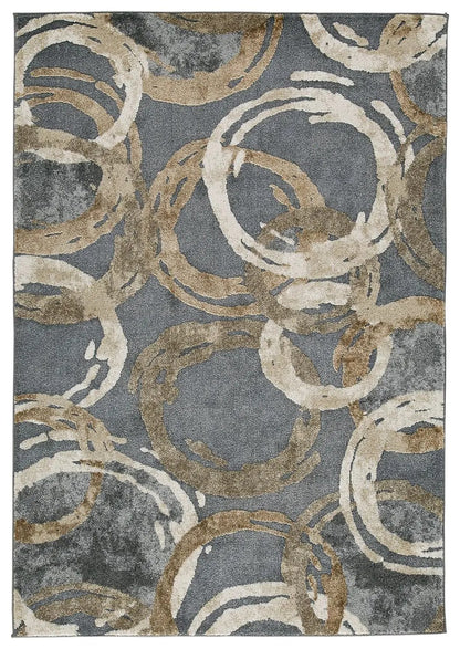 Faelyn Geometric Area Rug in Gray Brown Beige