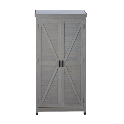 Outdoor Shed With Vertical Tool Cabinet and Shelf