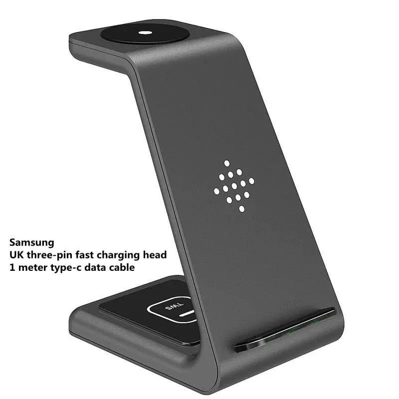3 In 1 fast charging station wireless charger stand dark gray aluminum FLIPSTYLEZLLC on Tampa Home & Garden Store