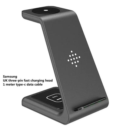 3 In 1 fast charging station wireless charger stand dark gray aluminum FLIPSTYLEZLLC on Tampa Home & Garden Store