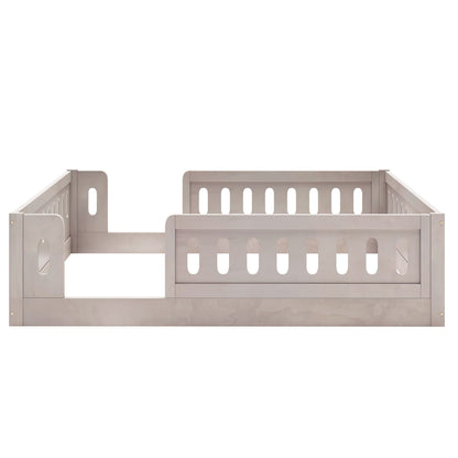 Platform bed with guardrail in light gray wood by HouseOfZazla on Tampa Home & Garden Store